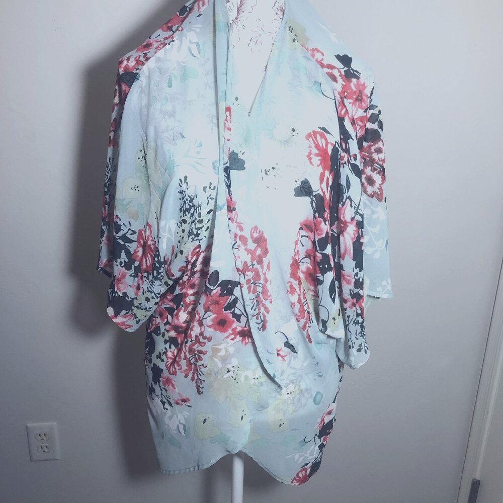 🌸Floral Kimono Cardigan – Lightweight Sheer Layer – Pastel Garden Print – XL - Picture 5 of 10
